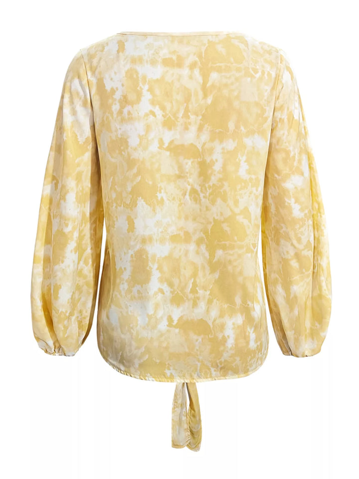 V-Neck Long Sleeve Tie-Front Blouse