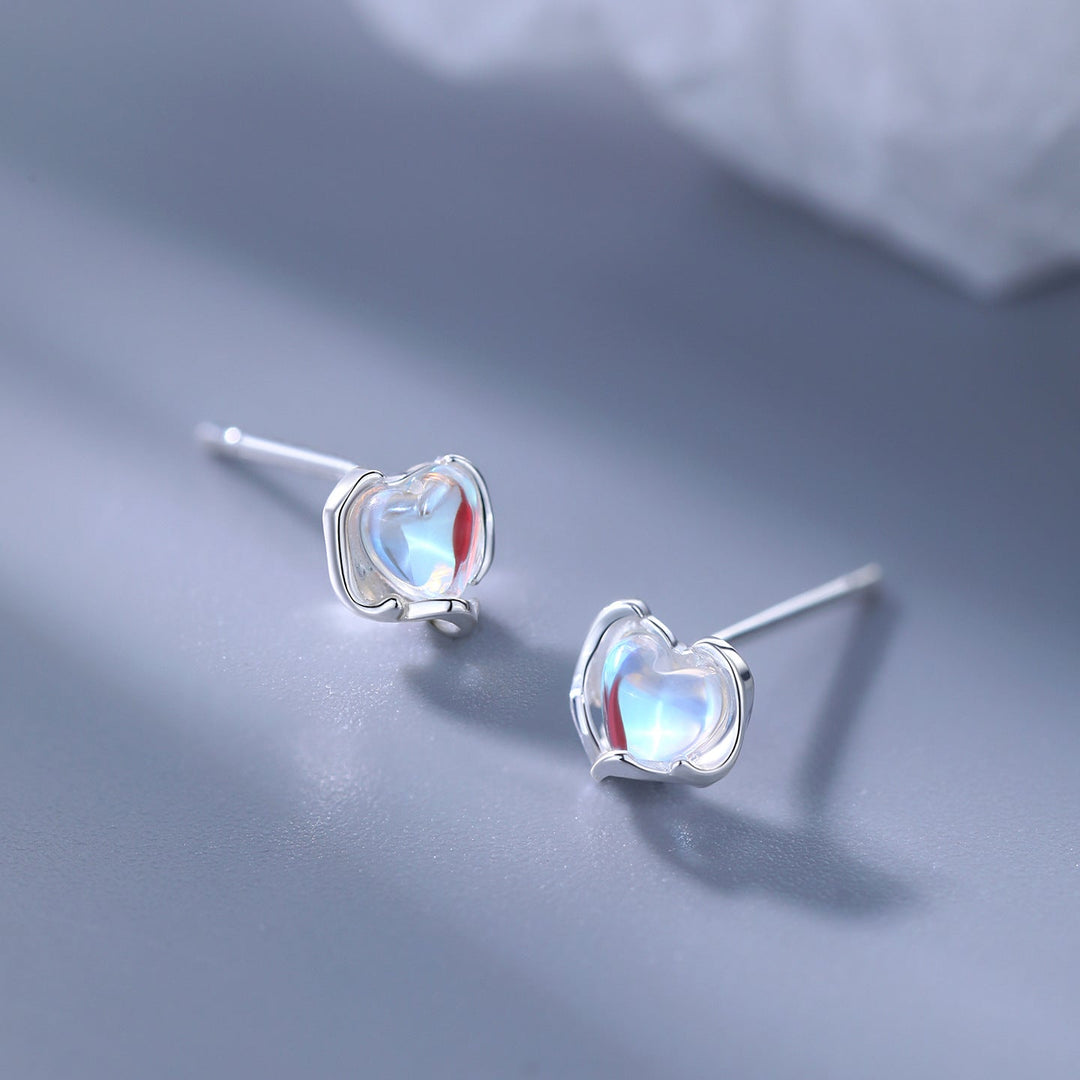 Moonstone Heart-shaped Earrings Niche And Design-focused For Women