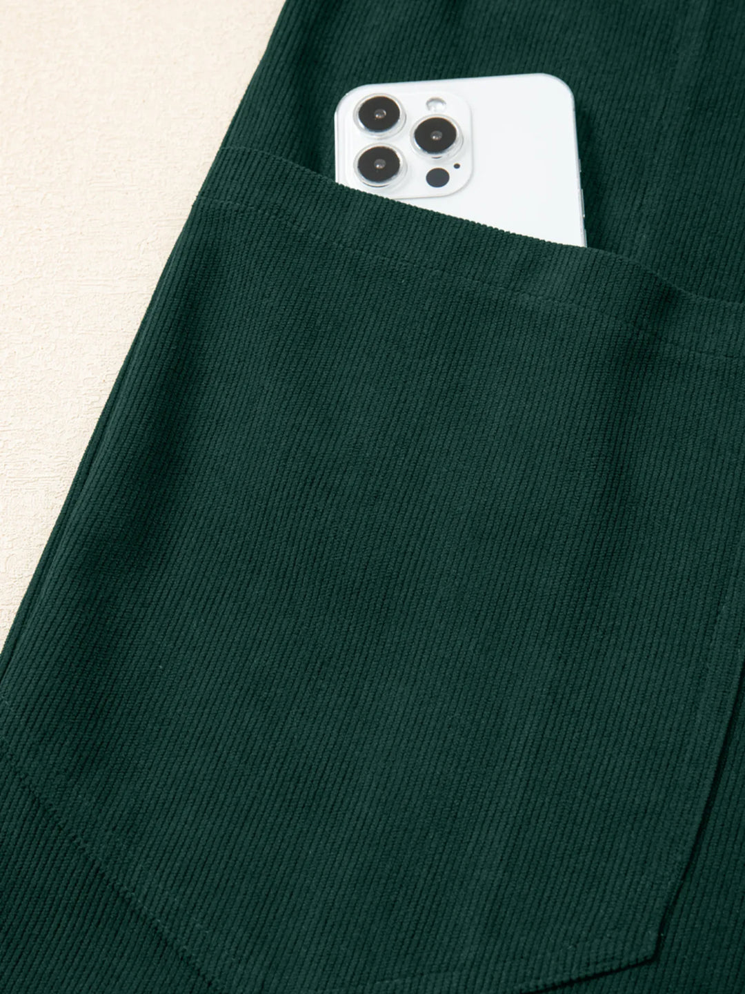 Corduroy V Neck Patched Pocket Sleeveless Jumpsuit