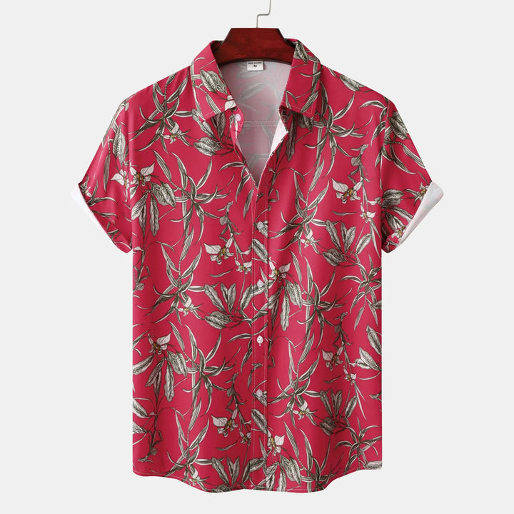 Men's Plus Size Tropical Floral Print Short Sleeve Casual Hawaiian Shirt