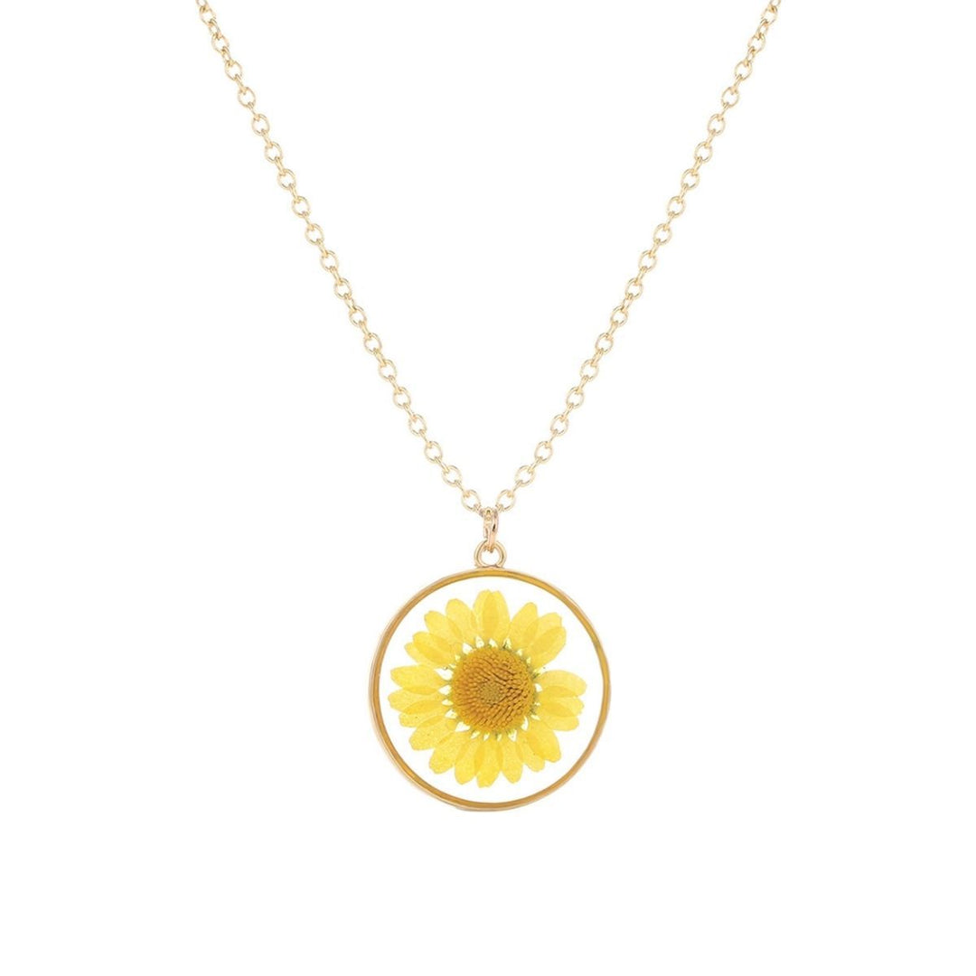 Yellow Daisy Dried Flower Necklace