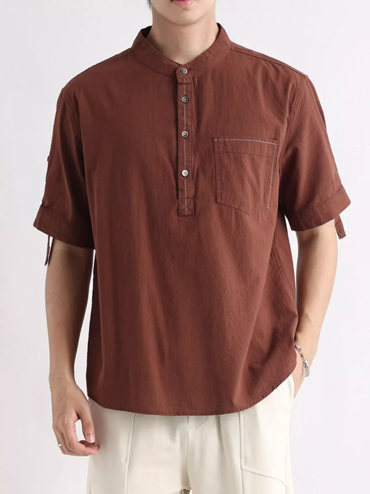 Men's Plus Size Button Detail Short Sleeve Shirt