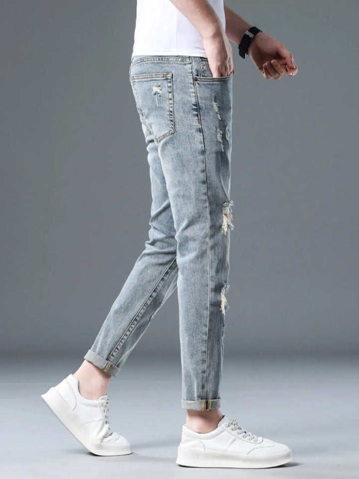 Men's Plus Size Distressed Slim Fit Jeans