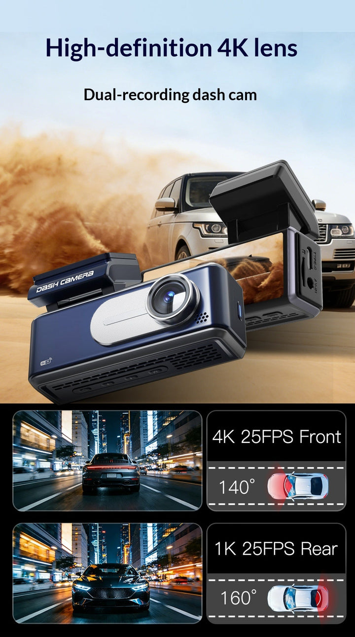 Dual-camera High-definition 4K Car Dashcam With Recording Function