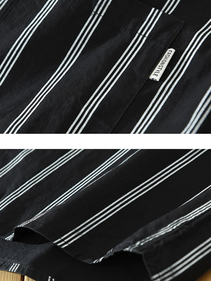 Men's Plus Size Classic Striped Short Sleeve Button-Up Shirt