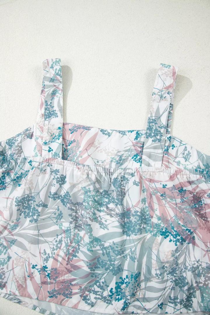 Floral Print Sleeveless Top and Wide Leg Pants Set
