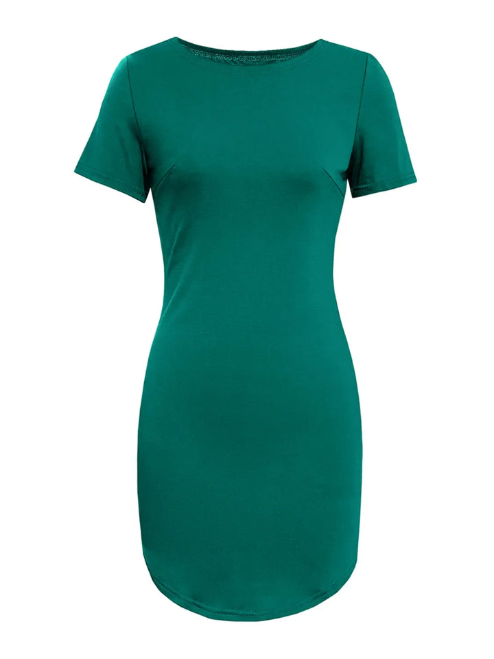 Round Neck Short Sleeve Mini Tee Dress