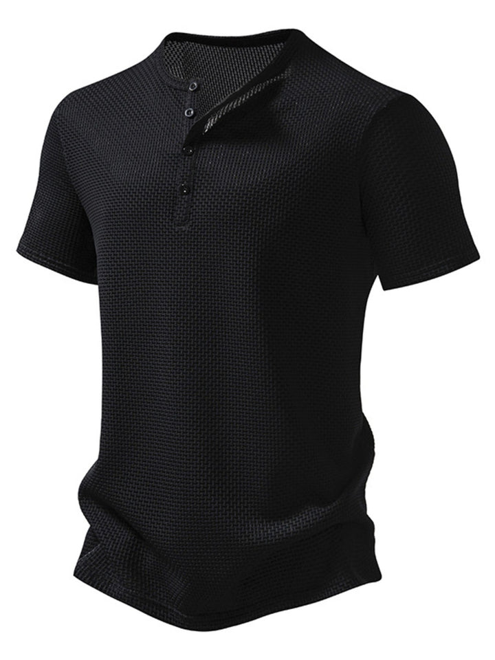 Men's Textured Henley Button Detail T-Shirt