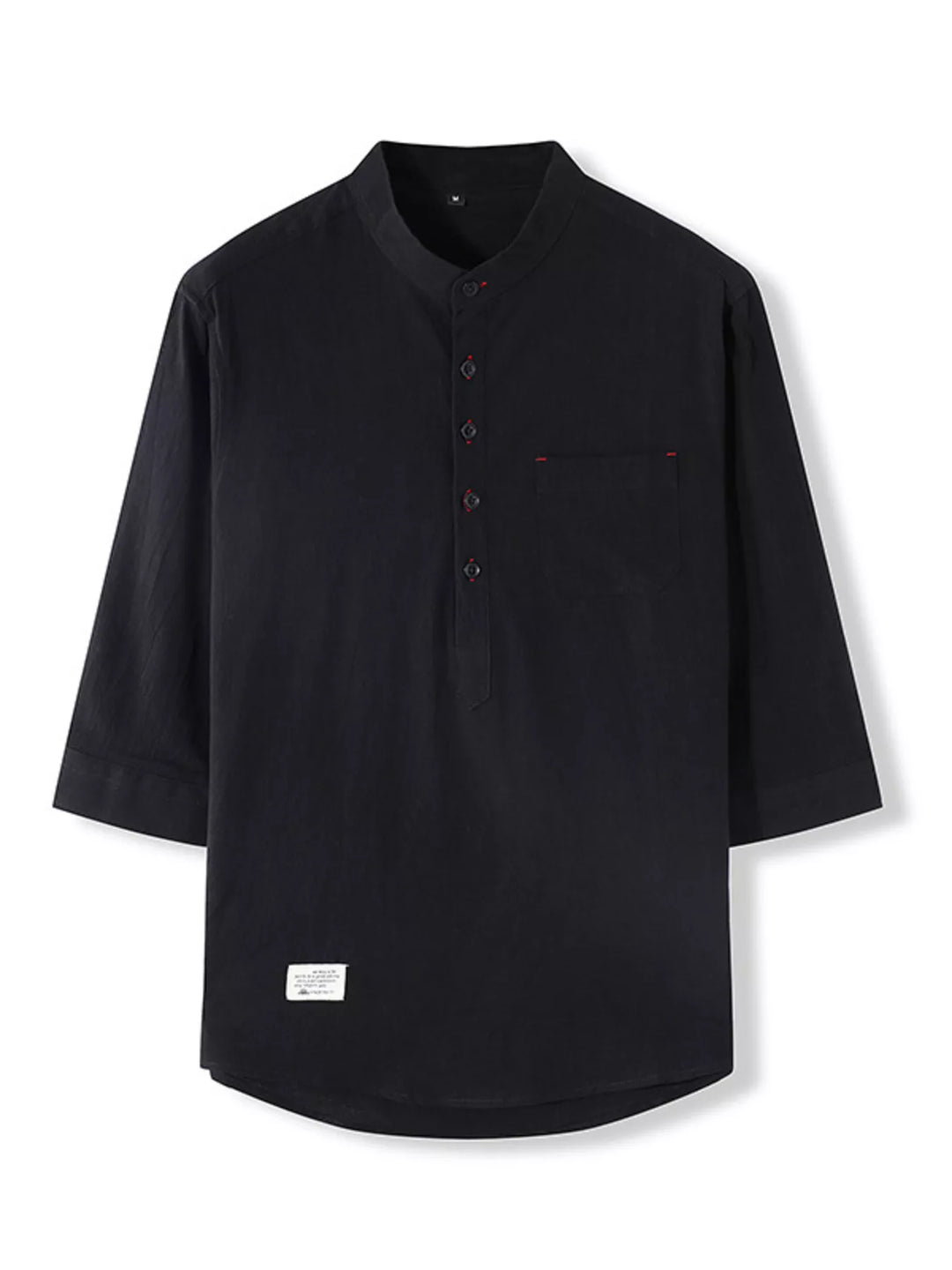 Men's Full Size Casual Mandarin Collar 3/4 Sleeve Shirt Plus Size