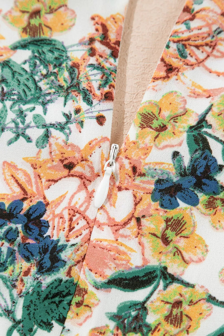 Floral Print Ruffle Hem Mini Dress
