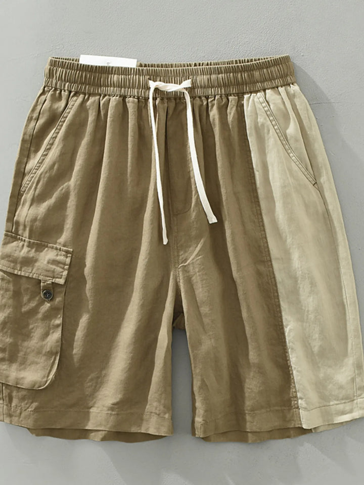Men's Plus Size Color Block Cargo Shorts with Elastic Waistband