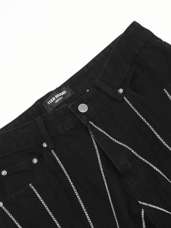 Men's Spider Web Embroidered Flared Jeans
