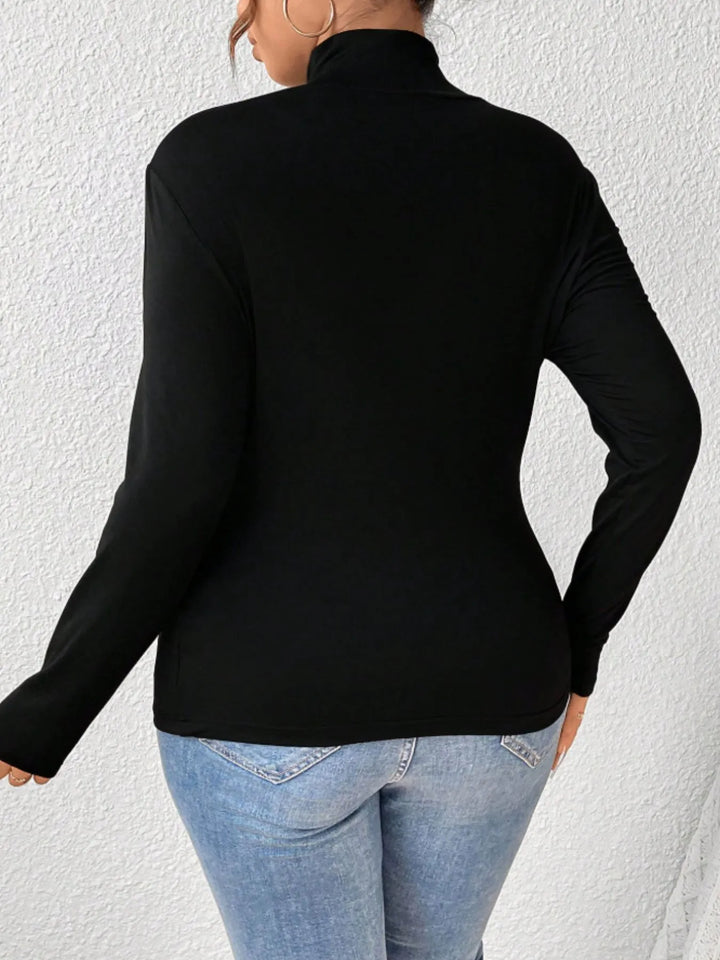 Plus Size Long Sleeve Fitted Turtleneck T-Shirt