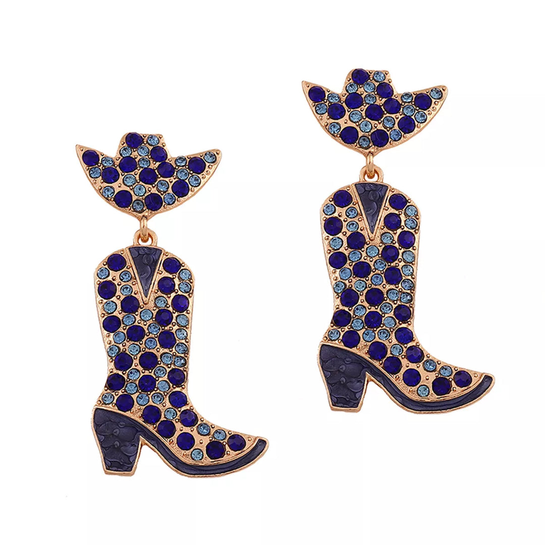 Rhinestone Cowboy Boot Dangle Earrings