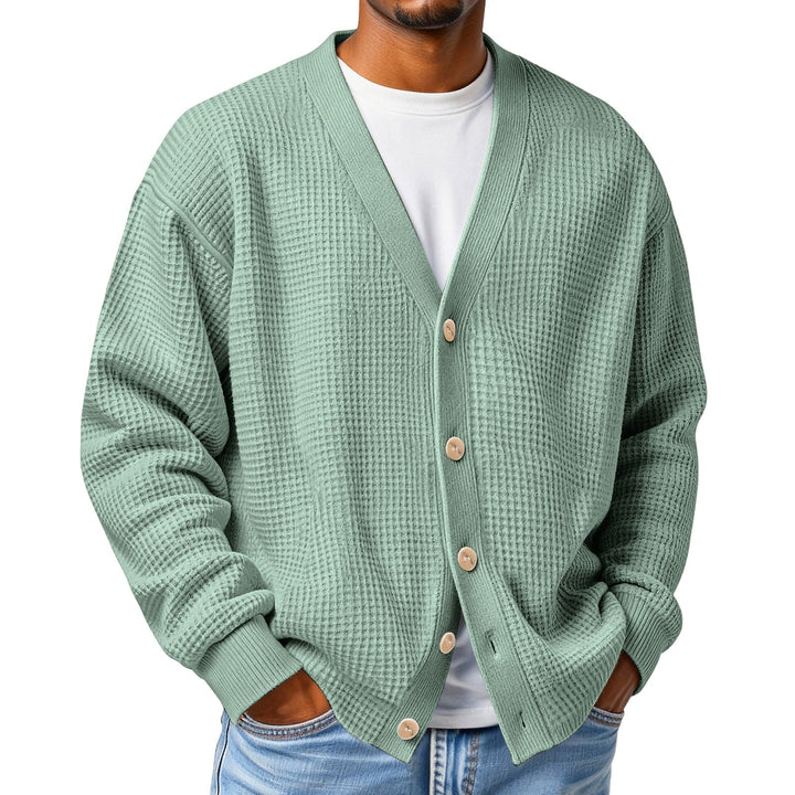 Mens Casual Loose-fit Long-sleeve Knitted Cardigan