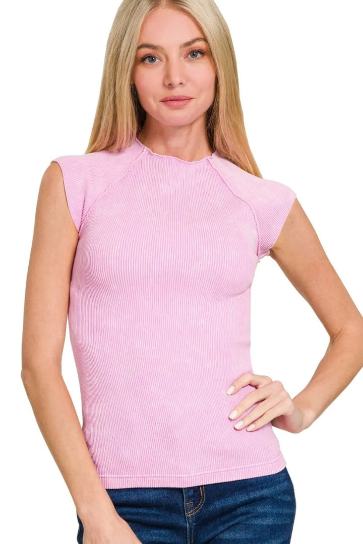 Zenana Washed Ribbed Seamless Top