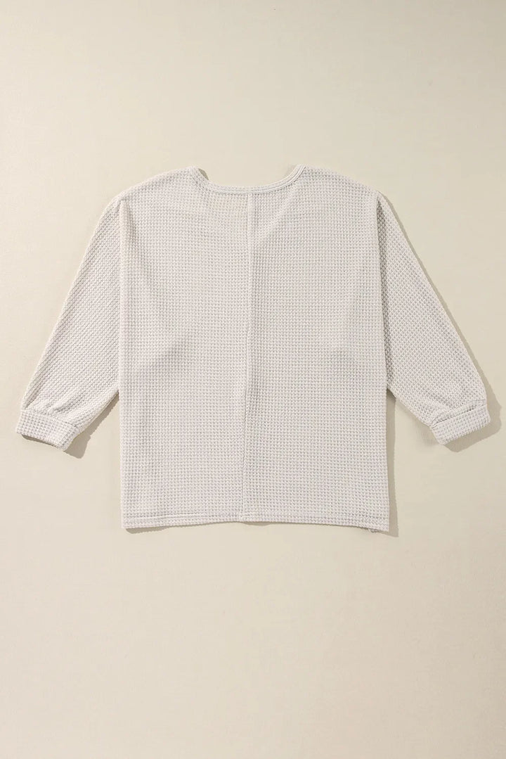 Side Slit V-Neck Long Sleeve Top