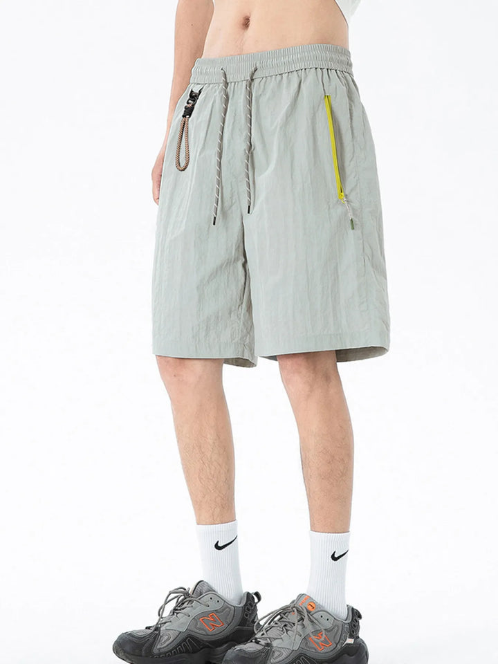 Men's Lightweight Drawstring Shorts with Zipper Pockets