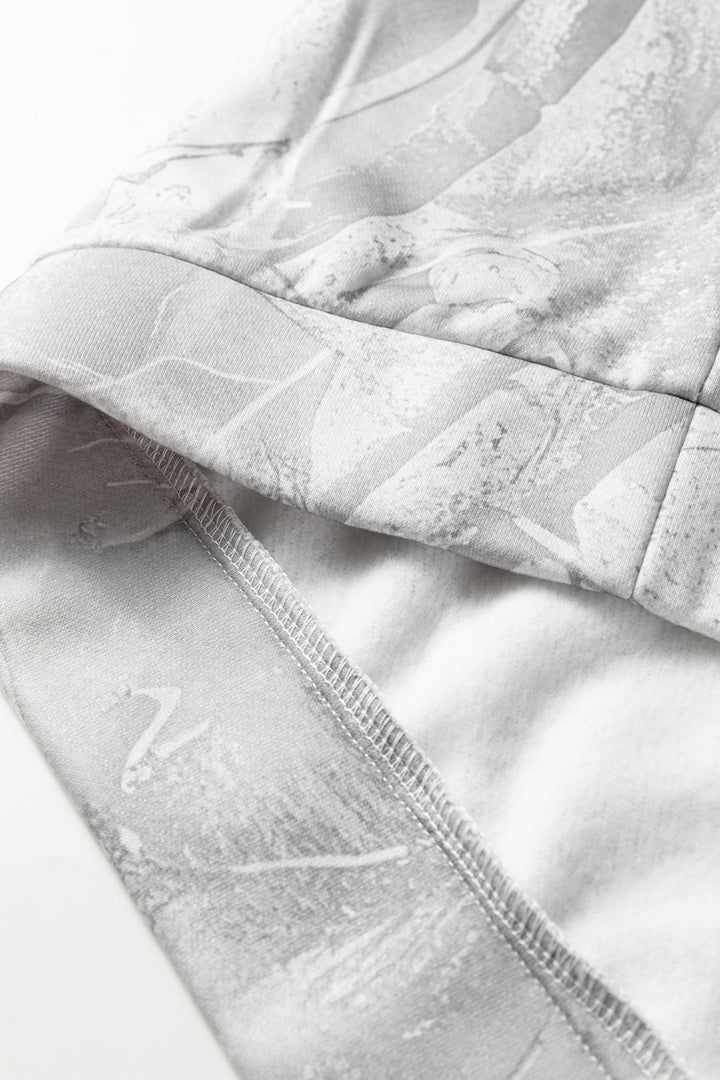 Gray Plus Size Camouflage Woodland Print Oversized Sporty Hoodie