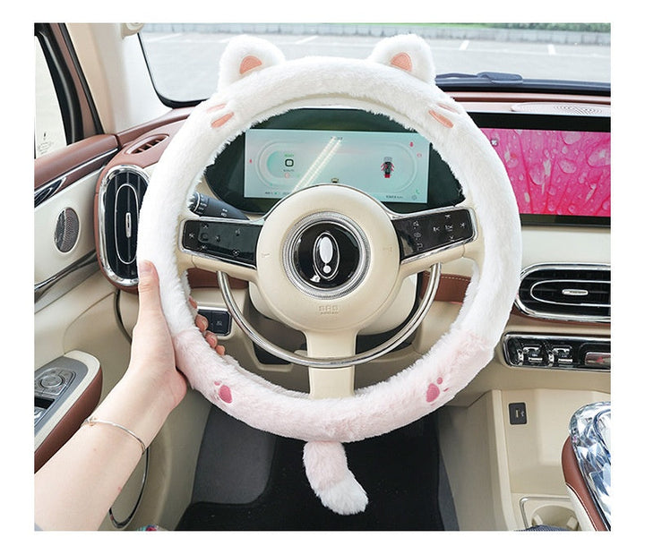 Autumn And Winter Car Steering Wheel Cover Plush Cartoon Thermal