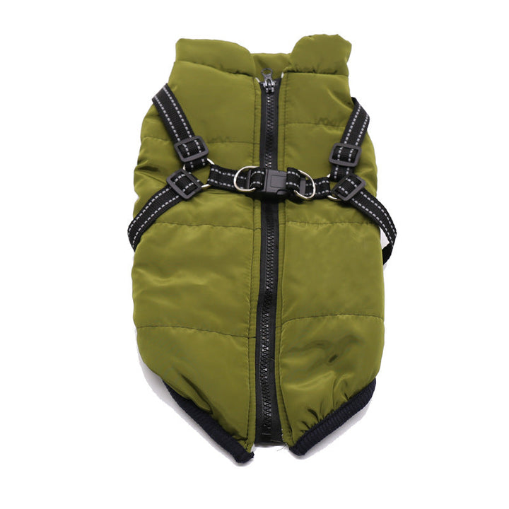 Pet Clothes Winter Dog Cotton Coat Chest Back Integrated Cotton Vest