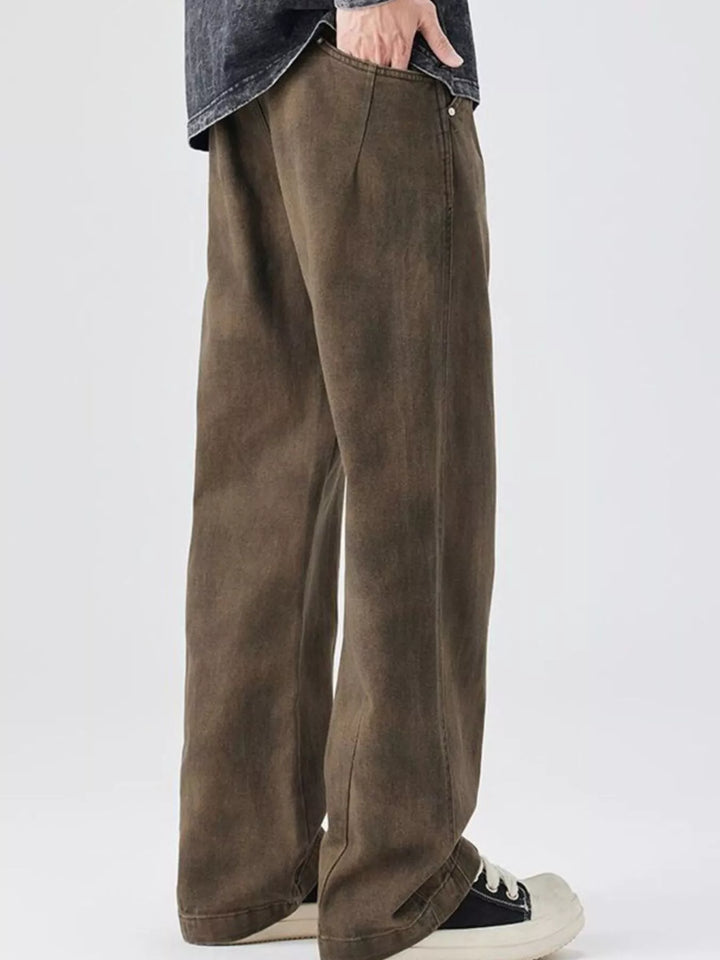Men's Plus Size Vintage Wash Wide Leg Pants