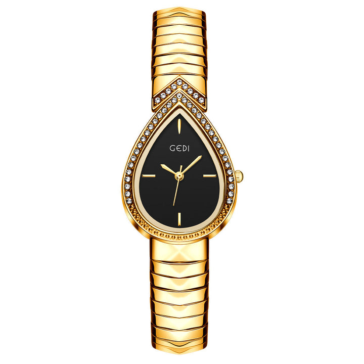 Exquisite Diamond Encrusted Snake Head Water Drop Design Womens Quartz Watch