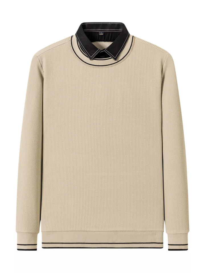 Men's Plus Size Collared Neck Ribbed Sweater