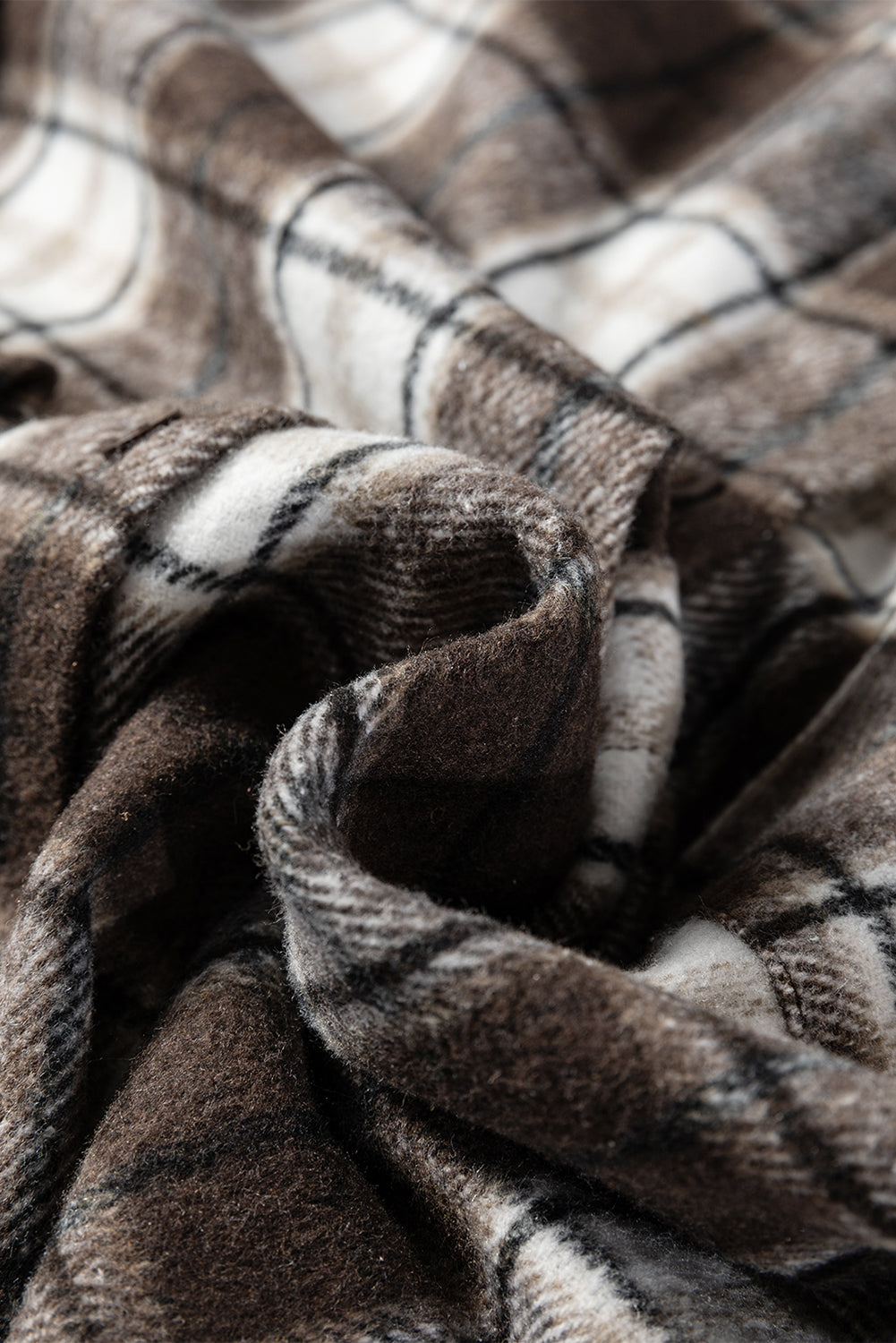 Dark Brown Flanel Plaid Single Chest Pocket Boyfriend Shacket