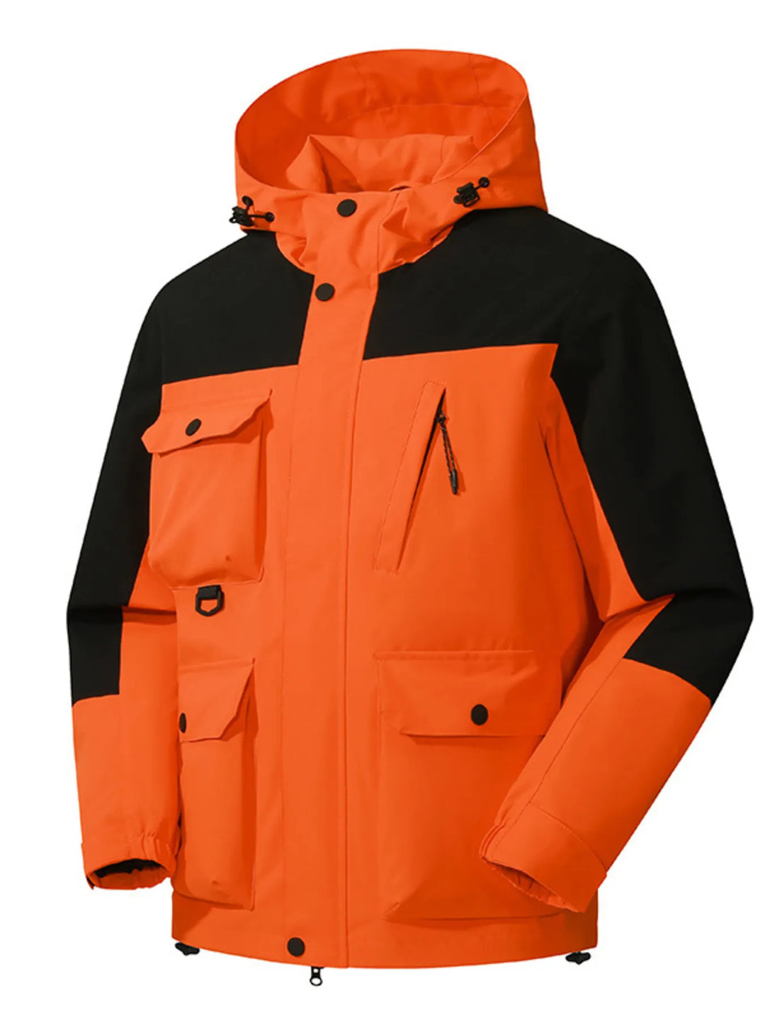 Men's Full Size Multi-Pocket Long Sleeve Hooded Jacket Plus Size