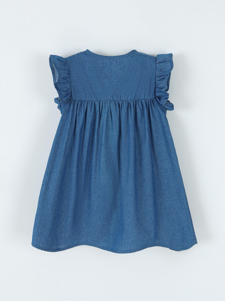 Children's Embroidered Denim A-Line Dress