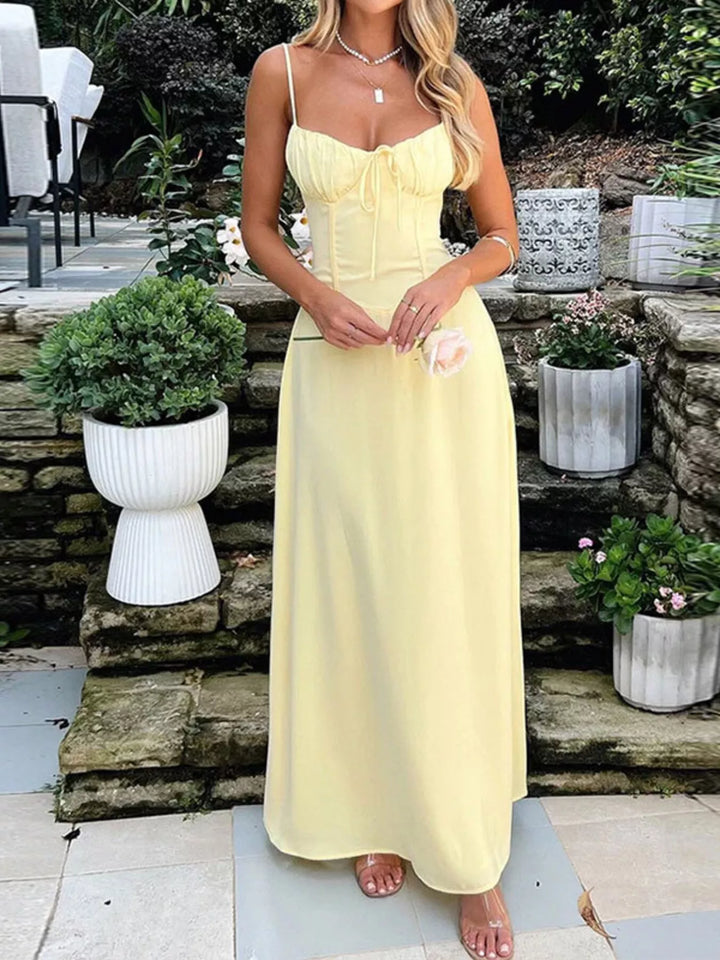 Tie Front Spaghetti Strap Maxi Dress
