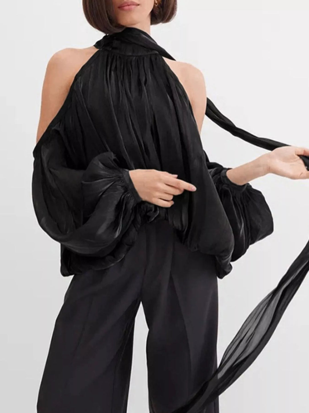 Cold Shoulder Long Sleeve Blouse