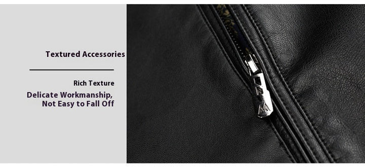 Thin Fleece-lined Soft Leather Jacket For Dad