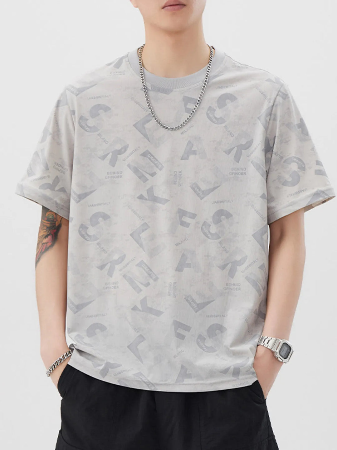 Men's Plus Size Round Neck Graphic T-Shirt