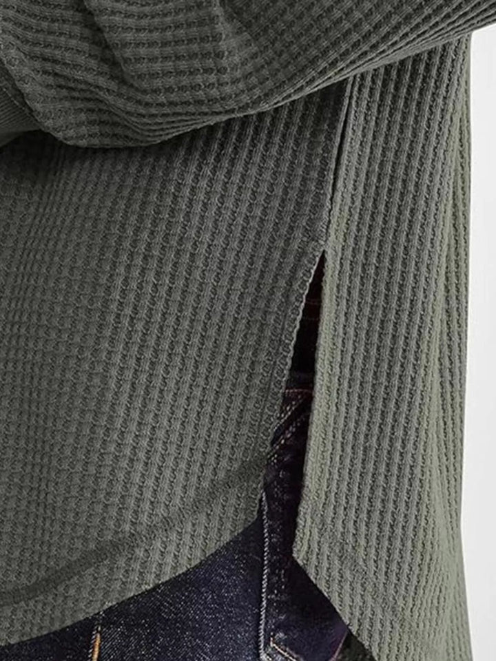 Waffle Knit Long Sleeve Sweatshirt