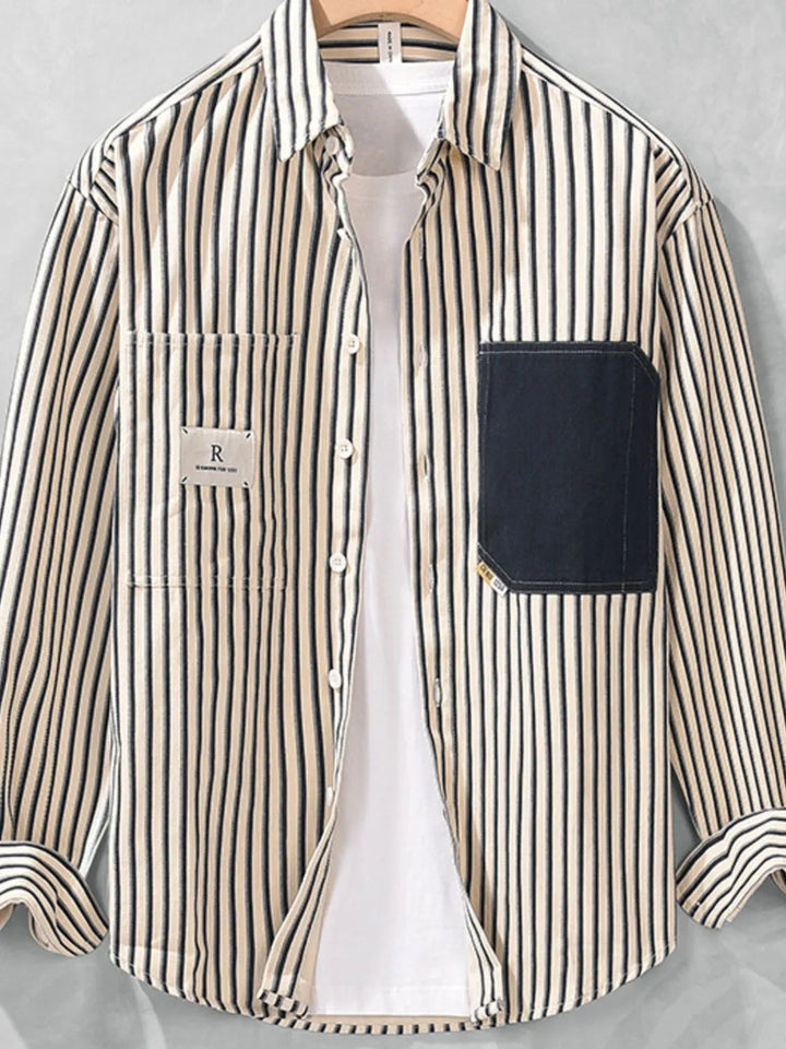 Men's Plus Size Striped Button-Up Shirt