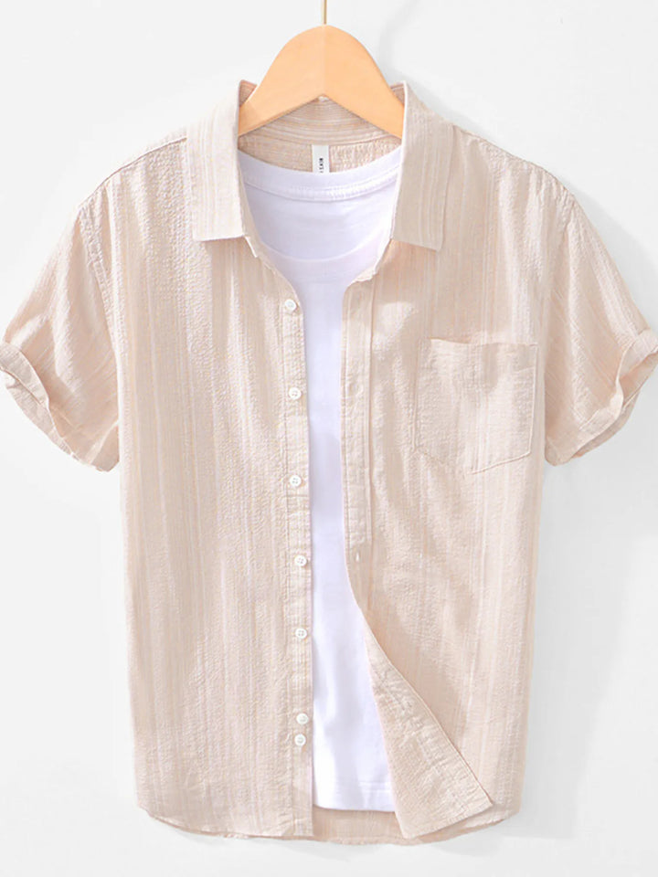 Men's Striped Collared Neck Short Sleeve Shirt