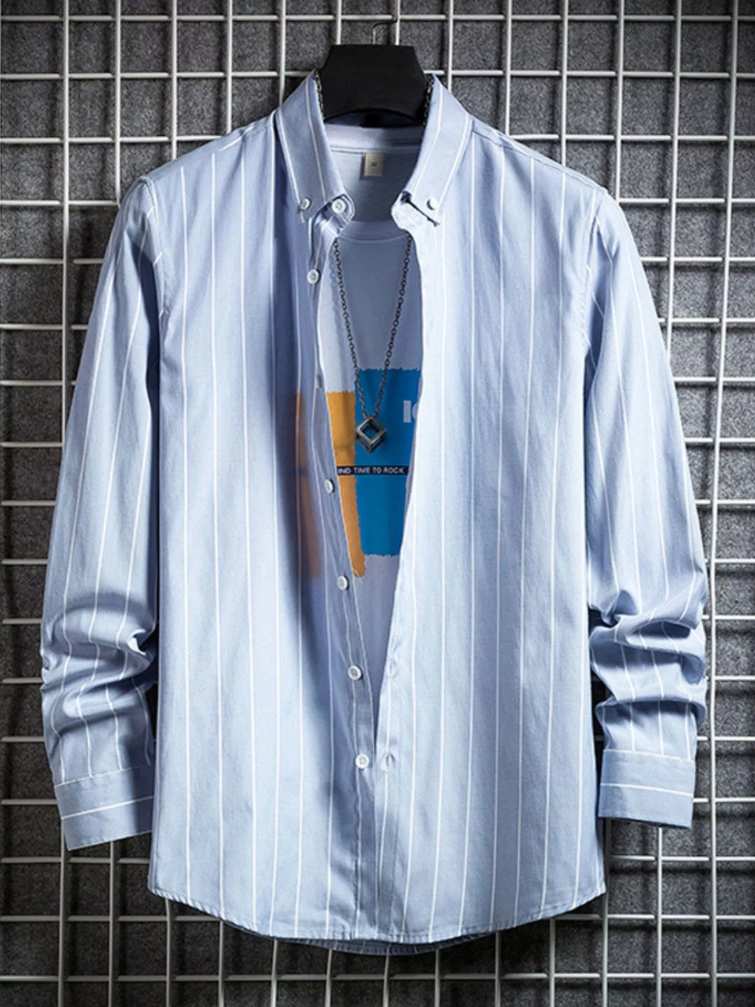 Men's Plus Size Casual Striped Long Sleeve Shirt