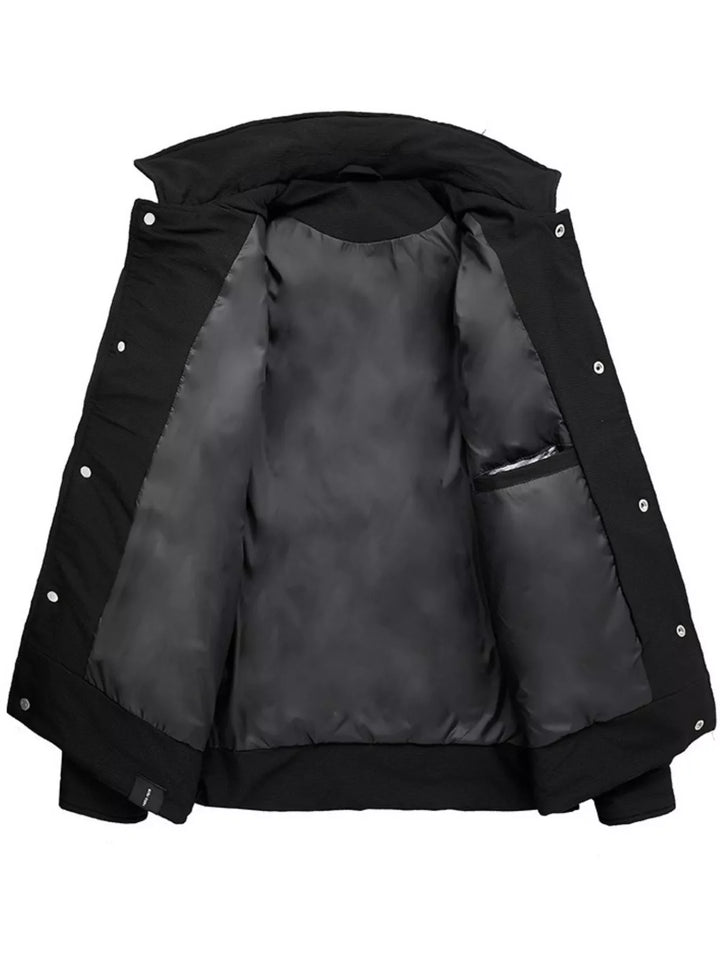 Men's Plus Size Quilted Snap-Down Padded Coat