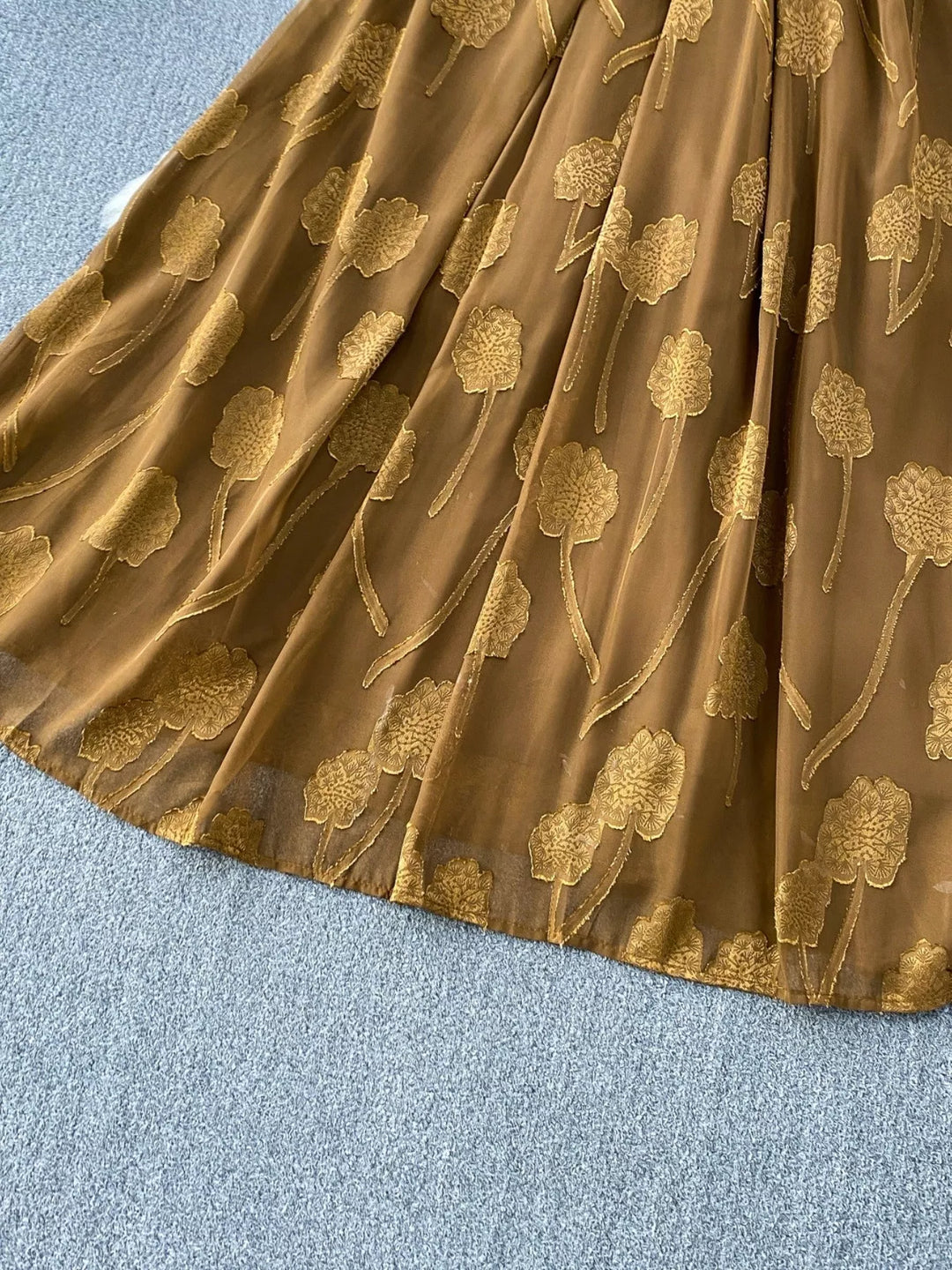 Button Front Puff Sleeve Chiffon Dress