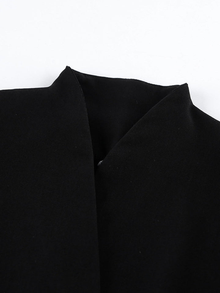 Pleated One Button Blazer Dress