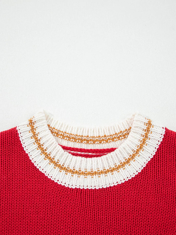 MERRY Contrast Edge Drop Shoulder Christmas Sweater