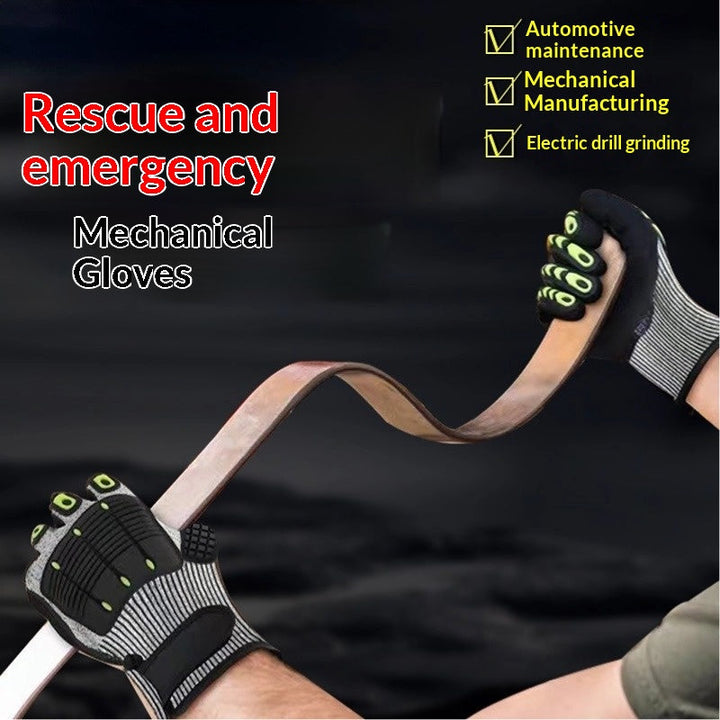 Heavy Duty TPR Impact Gloves - Cut Resistant Mechanics Work Gloves With Anti-Crush Finger Protection, Oil Resistant & Anti-Slip Grip For Construction  Rigging