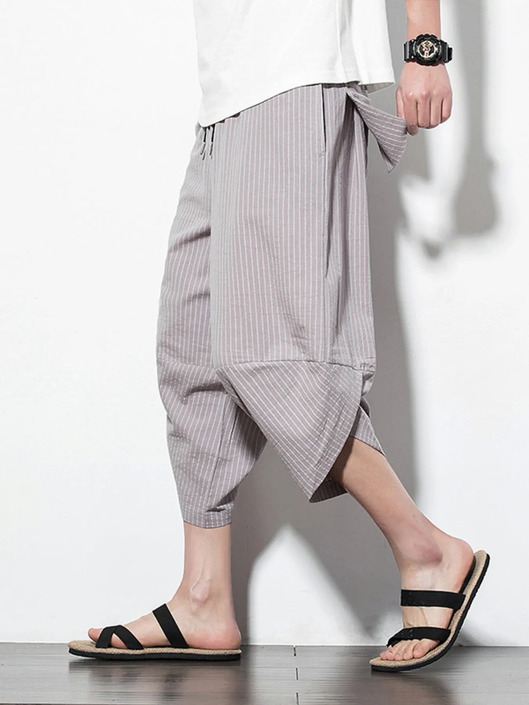 Men's Plus Size Striped Wide Leg Pants