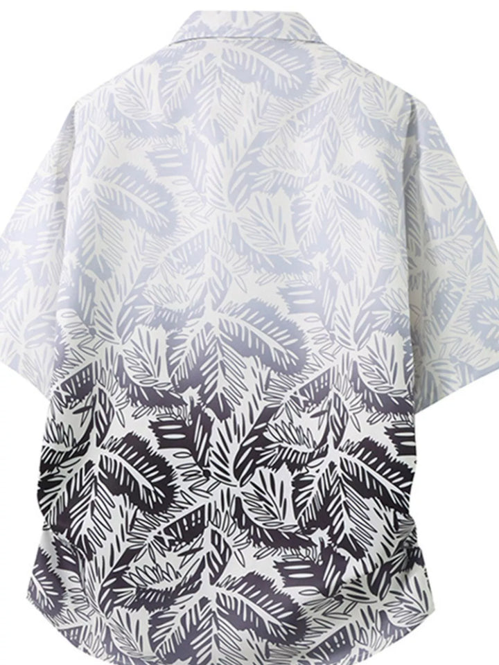 Men's Plus Size Tropical Print Short Sleeve Casual Shirt