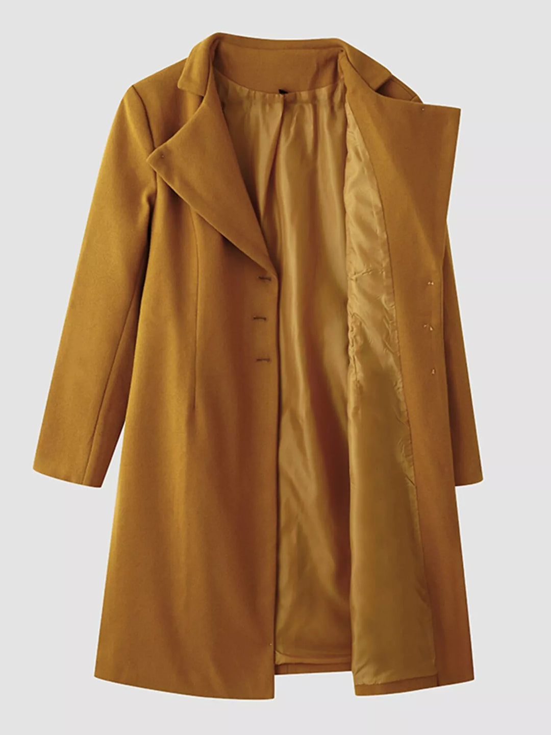 Full Size Single-Breasted Long Sleeve Overcoat Plus Size