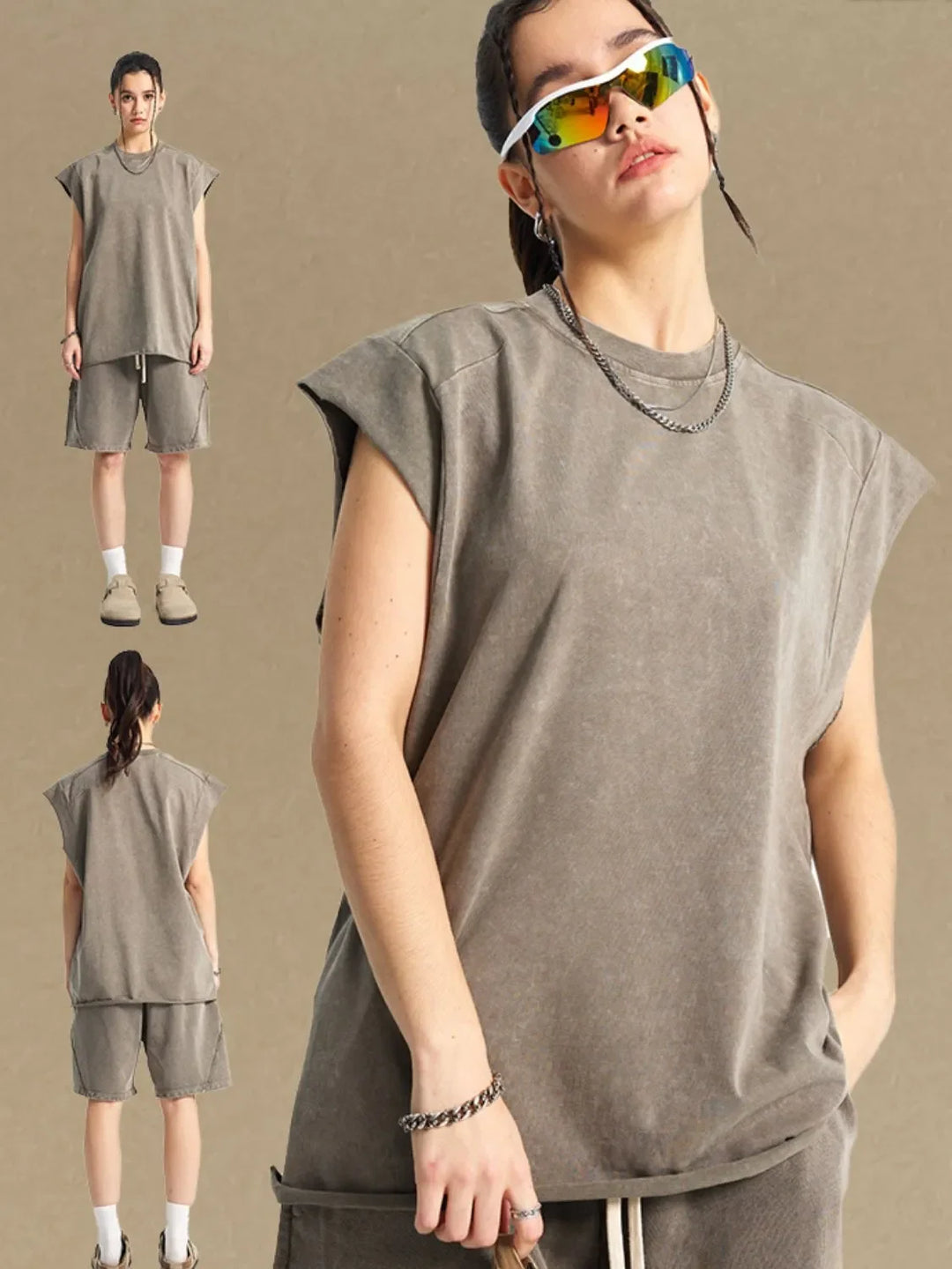 Men's Washed Round Neck Tank