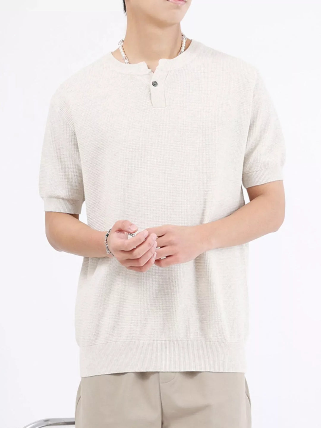Men's Plus Size Casual Knit Henley T-Shirt