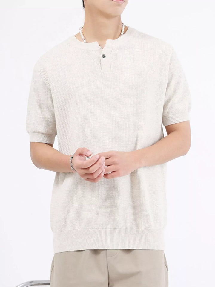 Men's Plus Size Casual Knit Henley T-Shirt